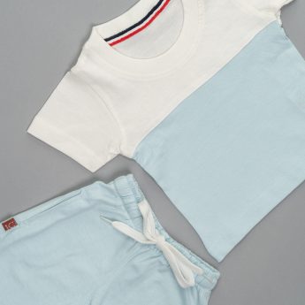 Kids White and sky blue plain tshirt for Boys and Girls by Ten and below