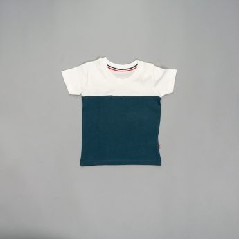 Kids White and petrol Blue Tshirt for Boys and Girls by Ten and below