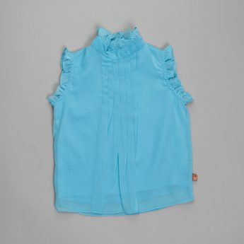 Blue pleated georget top for girls by Ten and below